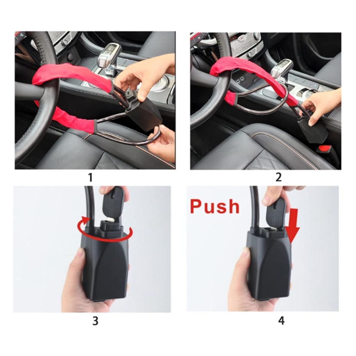 Cerradura Para Volante Tipo Cinturón de Seguridad