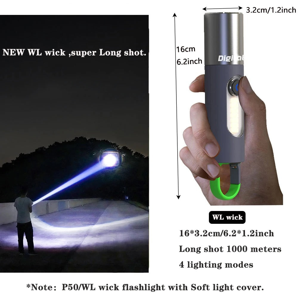 Linterna LED Con Zoom Resistente al Agua
