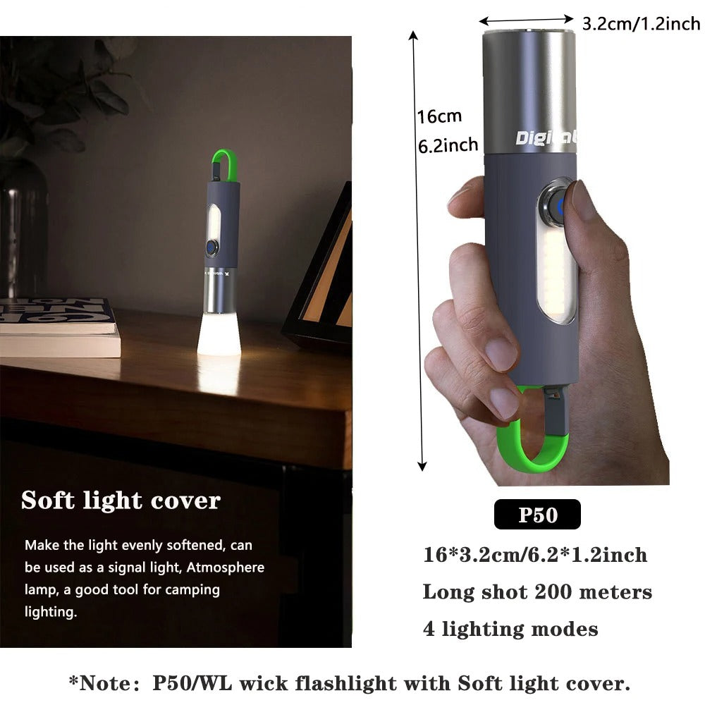 Linterna LED Con Zoom Resistente al Agua
