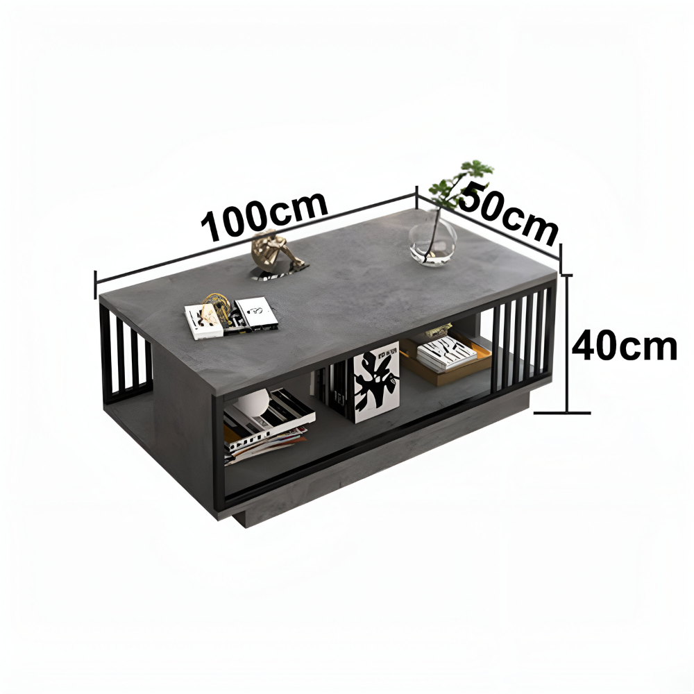 Mesa De Centro Rectangular Para Living Gris 100x50x40 cm