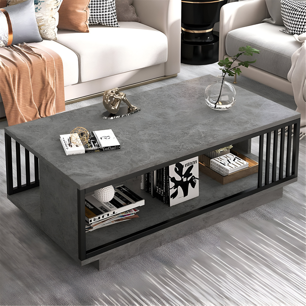 Mesa De Centro Rectangular Para Living Gris 100x50x40 cm