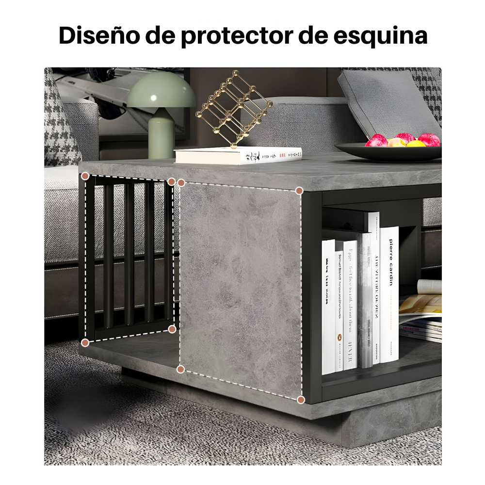 Mesa De Centro Rectangular Para Living Gris 100x50x40 cm