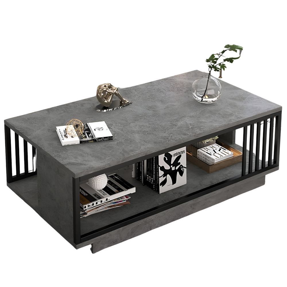 Mesa De Centro Rectangular Para Living Gris 100x50x40 cm