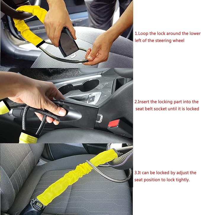 Cerradura Para Volante Tipo Cinturón de Seguridad