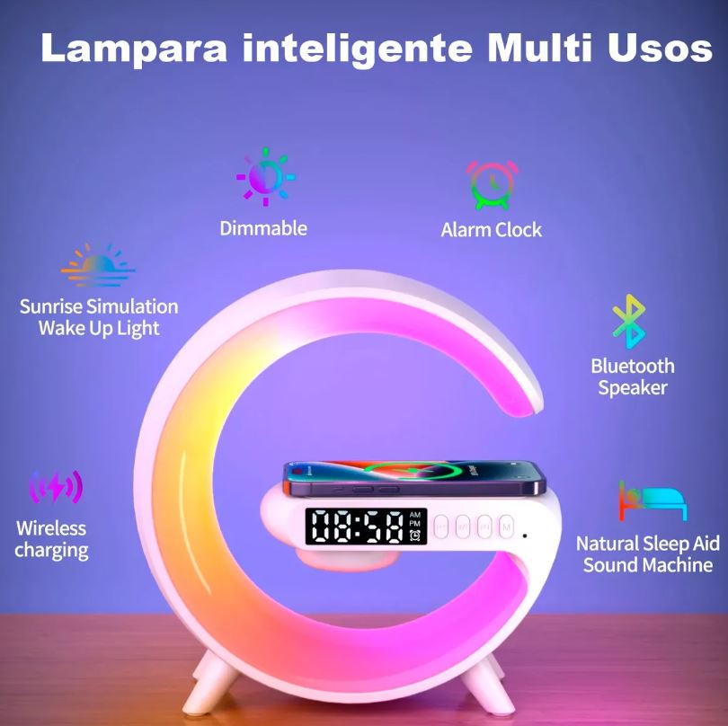 Lampara Despertador Cargador 4 en 1