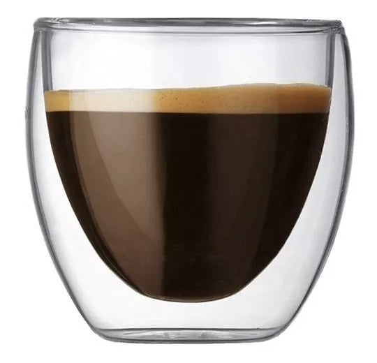 Juego 6 Tazas Espresso Doble Vidrio 80ml