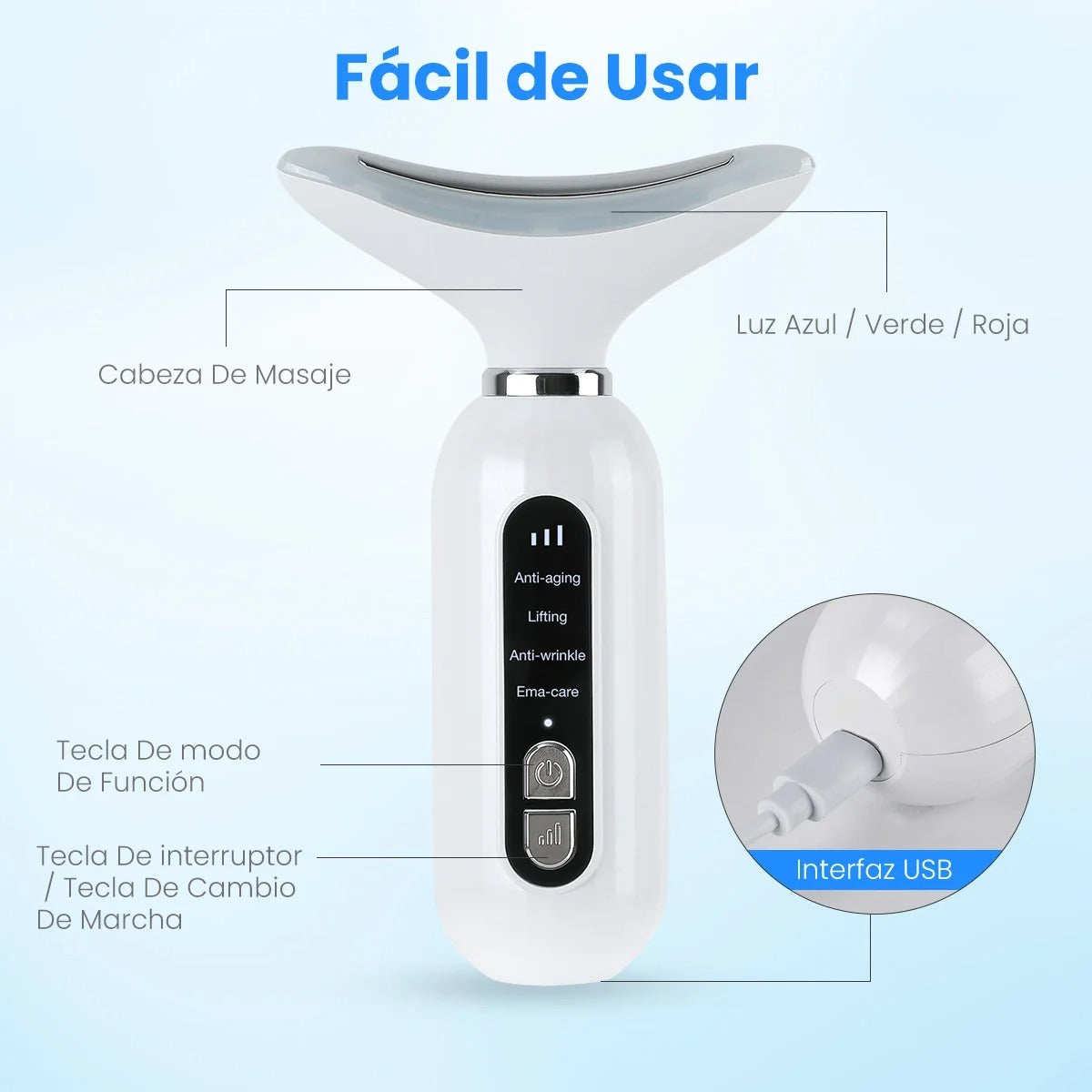 Masajeador facial LED